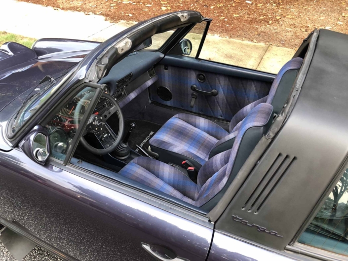 Custom Built 1986 Porsche 911 Carrera with Shwartz Exterior and Mercedes G Fabric Interior with the top down