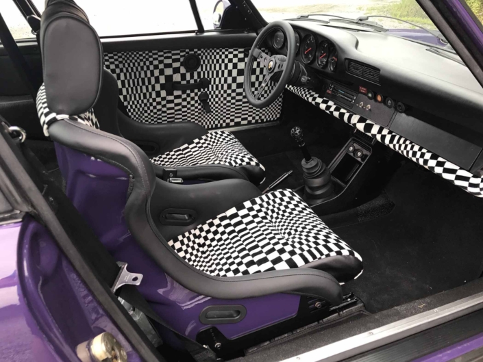 seat view of custom Pascha Interior on a 1978 Porsche 911 SC