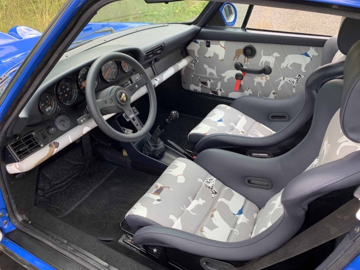 custom Dog Fabric Interior front seating on a 1988 Porsche 911 Carrera