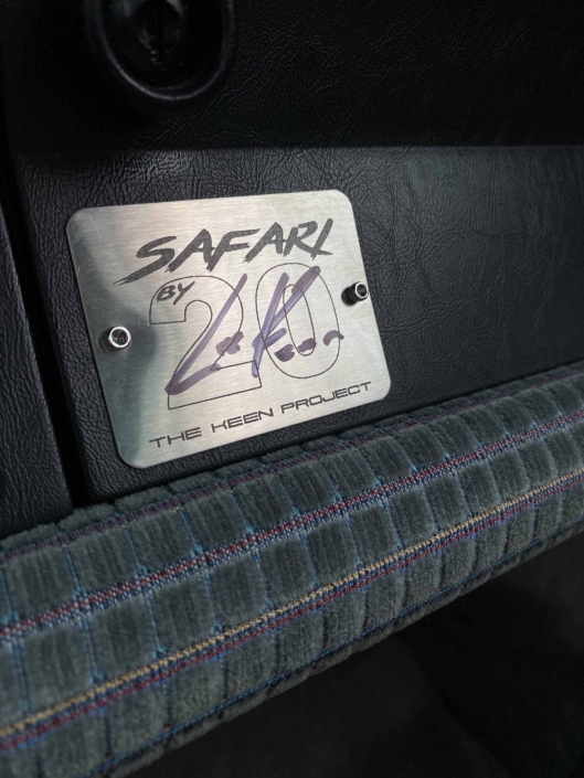 Leh Keen signature on a name plate in a Custom Built 1988 Porsche 911 Carrera with Cadmium Yellow exterior and Opel fabric interior