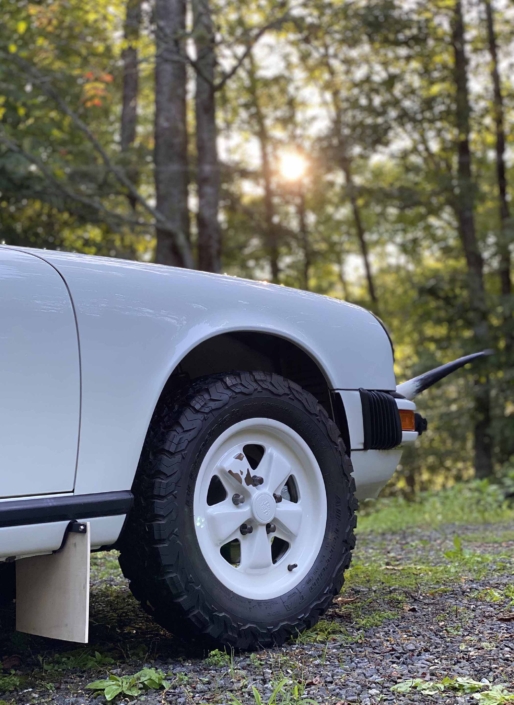 tire shot of a Custom Built 1981 Porsche 911 SC with Grand Prix White exterior and Cow Interior