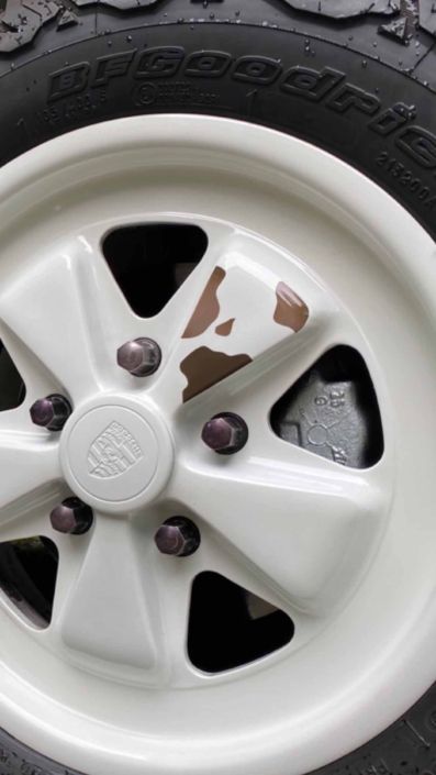 tire shot of a Custom Built 1981 Porsche 911 SC with Grand Prix White exterior and Cow Interior