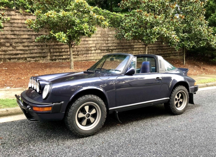 Custom Built 1986 Porsche 911 Carrera with Shwartz Exterior and Mercedes G Fabric Interior with the top down