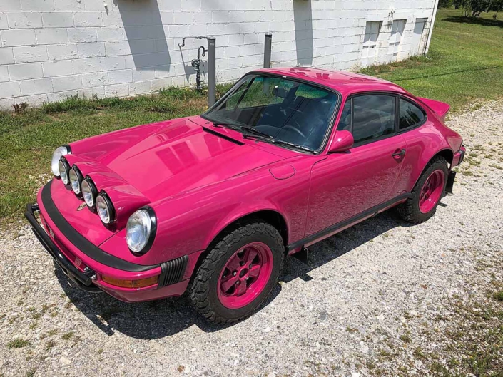 top view of Leh Keen's Custom Built 1988 Porsche 911 Carrera with Ruby Stone Exterior and Mercedes Fabric Interior