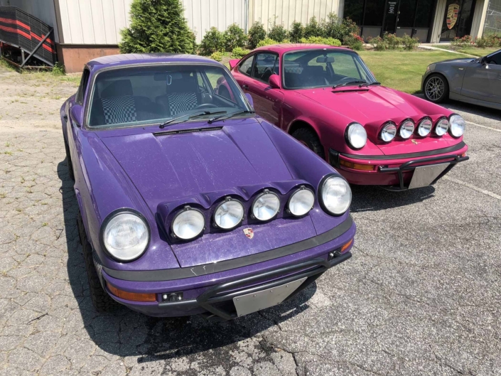 front view of Custom Built 1978 Porsche 911 SC with Lilac exterior and Pascha interior