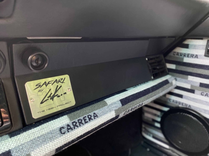 dash board of a Custom Built 1987 Porsche 911 Carrera with Aga Blue exterior and Carrera fabric interior