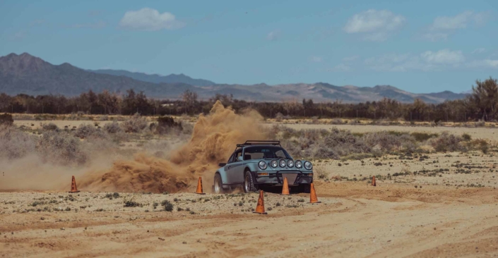 Custom Built 1988 Porsche 930 Turbo spinning dirt in the desert