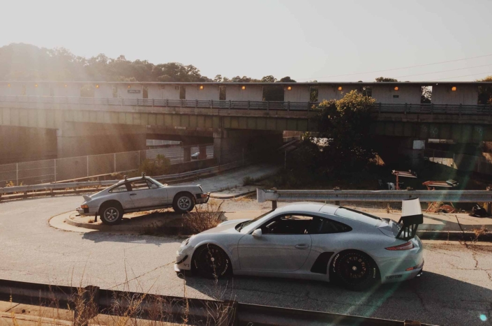 Custom Built 1986 Porsche 911 Carrera with Fashion Grey Exterior and Lancia Fabric Interior at sunset