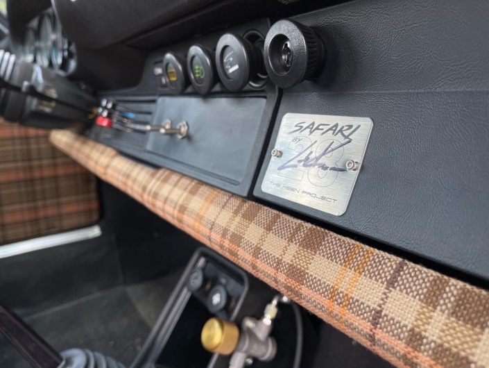 Interior View of Leh Keen's Custom 1985 911 Carrera in Stone Grey with factory Porsche fabric