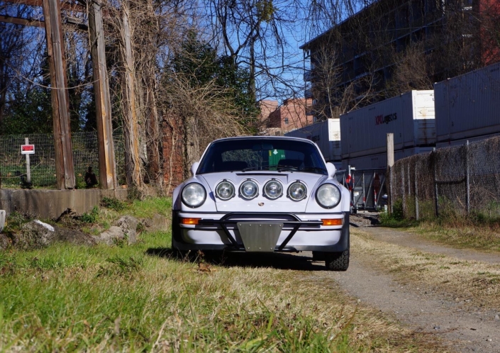 Exterior view of Leh Keen's Custom 1983 930 Turbo in Moonstone with "Windows 95 in color" fabric