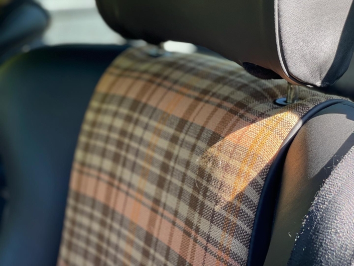 Interior View of Leh Keen's Custom 1985 911 Carrera in Stone Grey with factory Porsche fabric